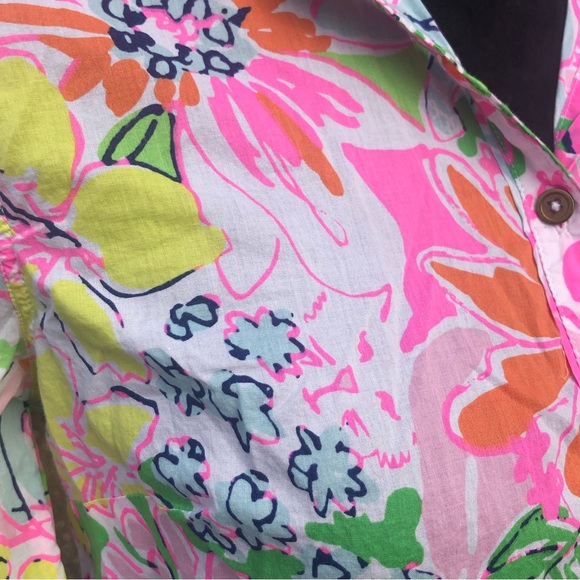 Lilly Pulitzer Vivid Color Button Down Blouse size Small Petite - Picture 10 of 12